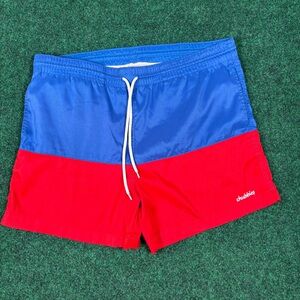 Chubbies Board Shorts Swim Trunks Mens Medium Red Blue Colorblock Mesh Lined